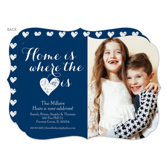 Navy Heart Photo Moving Announcements
